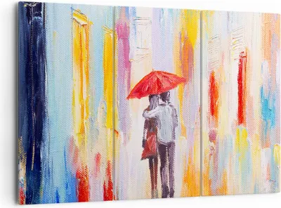 Produktbild von Bild auf Leinwand - Leinwandbild - Liebhaber Regenschirm - 165x110cm - Wand Bild - Wanddeko - Leinwanddruck - Bilder - Kunstdruck - Wanddekoration - Leinwand bilder - Wandkunst - CE165x110-3692
