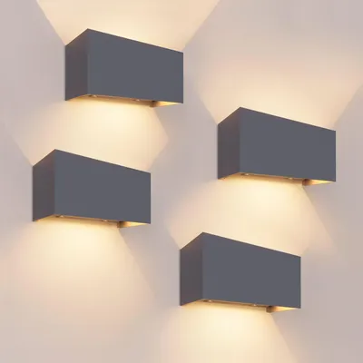 Produktbild von Ledvion 4er Set LED Wandlampe Anthrazit 9,5W Up Down IP54