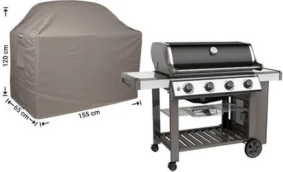 Produktbild von Raffles Covers BBQ Grill Abdeckhaube 155 x 65 H: 120/110 cm | Atmungsaktiv | Wasserdicht | UV-beständig | Doppelnähte | Elastischer Kordelzug