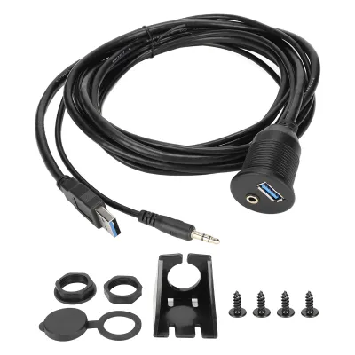 Imagen del producto de Cable para montaje en el salpicón, cable para montaje en el panel, cable para montaje en el salpicón con USB, cable de montaje empotrado USB C 3.0, cable de montaje empotrado USB 3.0 con conector auxiliar, cable de montaje empotrado USB