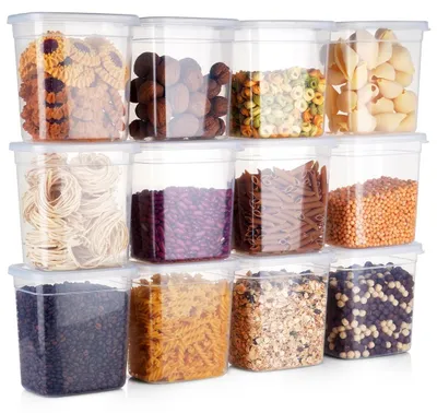 Image de Vilde | Lot de 12 boîtes de conservation - 1,85 L - 16,5 x 16 cm - Plastique - Transparent - Adaptées au micro-ondes