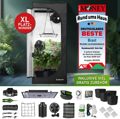 Produktbild von BRAST Growzelt GrowBox | Komplettset inkl. Sonderzubehör | 70x70x160cm | Vollspektrum LED Technologie | Belüftungs- & Bewässerungssystem | licht & wasserdicht