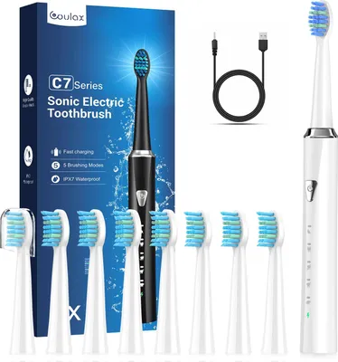 Zdjęcie produktu dla Elektryczna szczoteczka do zębów Soniczna szczoteczka do zębów dla dorosłych dzieci zestaw 8 główek szczoteczki