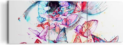 Produktbild von Bild auf Leinwand - Leinwandbild - Auge Butterflys Fantasie Fantasie - 120x40cm - Wand Bild - Wanddeko - Leinwanddruck - Bilder - Kunstdruck - Leinwand bilder - Wandkunst - CA120x40-3096