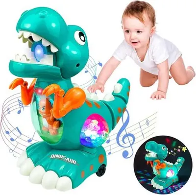 Obrázek produktu pro Dětská hračka, lezoucí dinosaurus dětská hračka hudební světlo smyslová dinosauří hračka, od 1 roku dívka chlapec
