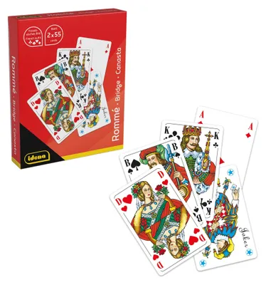 Zdjęcie produktu dla Karty do gry: rummy, canasta i brydż, 2 zestawy po 55 kart