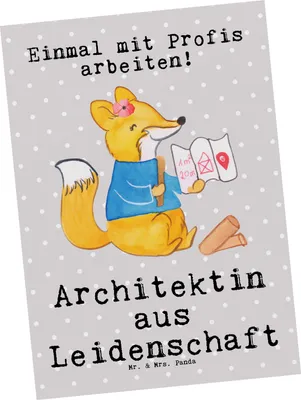 Produktbild von Mr. & Mrs. Panda Postkarte Architektin Leidenschaft - Grau Pastell - Geschenk, Architekturbüro, Studium, Postkarten, Lustig, Baumeisterin, Grußkarte, Fotokarte, Spruch