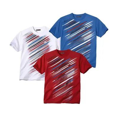Image de Atlas For Men - T-shirt pour homme - Sport (lot de 3) AF107 (L) (blanc/rouge/bleu)