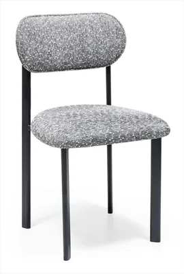 Image de Chaise de salle à manger, gris, rembourrée, structure en métal noir, design moderne