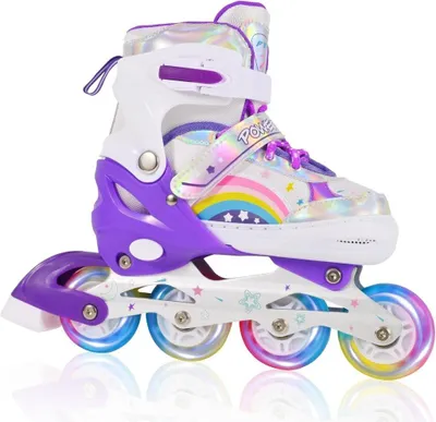 Produktbild von Verstellbare Kinder-Inline-Skates für Mädchen und Anfänger – Regenbogen-Design
