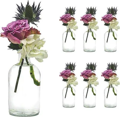 Immagine prodotto di Set di 6 piccoli vasi in vetro per feste e matrimoni, 6 x 250 ml, trasparenti