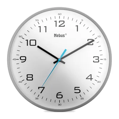 Produktbild von Analoge Quarz-Wanduhr klassisches Design kräftige, große Ziffern 30cm Durchmesser / Farbe: Grau-Weiß / Modell: 16249