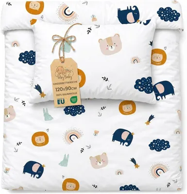 Image de Parure de lit pour bébé, 90x120 cm, en coton, réversible avec fermeture éclair, taie d'oreiller 40x60 cm, pour