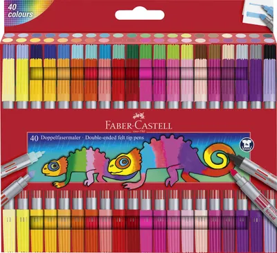 Immagine prodotto di Penne a doppia punta in fibra FABER-CASTELL, confezione da 40 pezzi