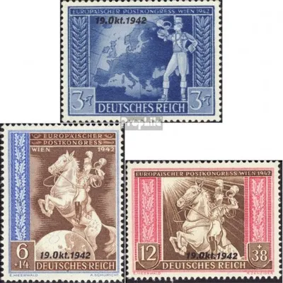 Produktbild von Briefmarken Deutsches Reich 1942 Mi 823-825 (kompl.Ausg.) mit Falz Postverein