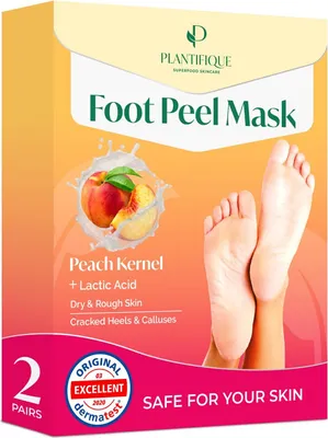Produktbild von Plantifique Fußmaske - Hornhaut Socken - Fussmaske Pfirsich 2 Paar Hornhautentferner Socken - Extreme hornhaut entfernen fuß Foot Peel Mask Fußpeeling