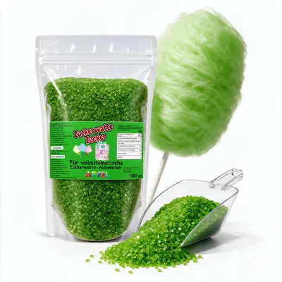 Immagine prodotto di Zucchero grosso per zucchero filato mela verde 1,5 kg per macchine automatiche