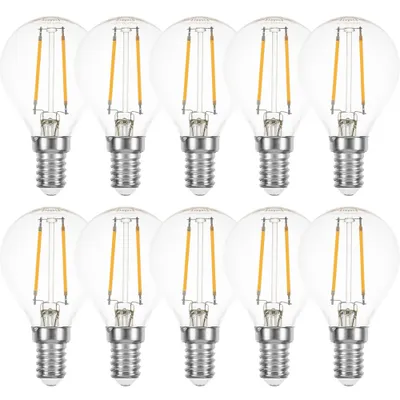 Produktbild von 10 x LED Filament Tropfen 1W fast 15W E14 klar Glühfaden extra warmweiß 2200K 360°