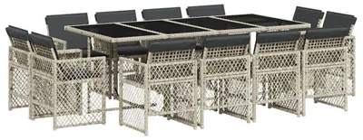 Produktbild von vidaXL 13-tlg. Garten-Essgruppe mit Kissen Hellgrau Poly Rattan