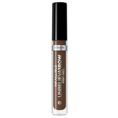 A single tube of L'Oréal Paris Unbelieva Brow Gel is shown against a white background.