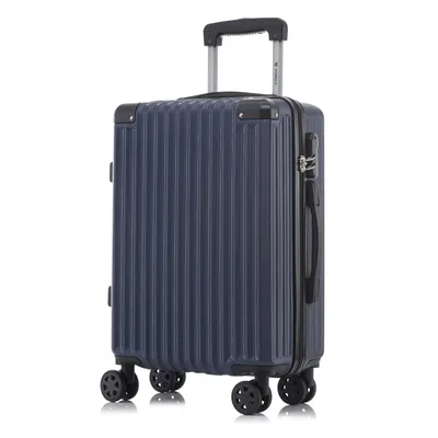 Produktbild von Koffer Trolley Reisekoffer Suitcase, Rollkoffer Handgepäck ,mit 4 Rollen360°, Hartschalenreisekoffer, Zahlenschloss, Weicher Gummigriff(M, Dunkelblau)