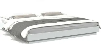 Obrázok produktu pre Maison Exclusive - Posteľný rám s LED svetlami biely 200x200 cm kompozitné drevo