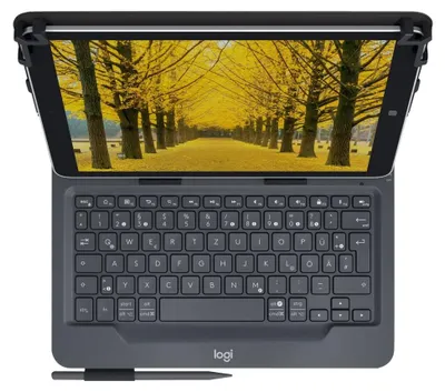 Obrázek produktu pro Logitech Universal Folio, QWERTZ, švýcarský, Jakékoliv značky, {loc-value}, Černá, 25,4 cm (10")