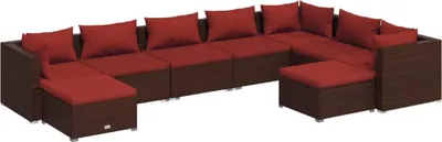 Obrázek produktu pro vidaXL 9dílná zahradní lounge souprava s polštáři Poly ratan hnědá