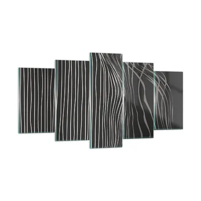 Produktbild von Bilder auf glas - 5 Teile - Abstraktion Streifen Schwarz und Weiß - 160x85cm - Glasbilder - Wandbilder - Bilder - Wanddekoration aus Glas - Glas Bilder - Wandbild auf Glas - GEA160x85-4152
