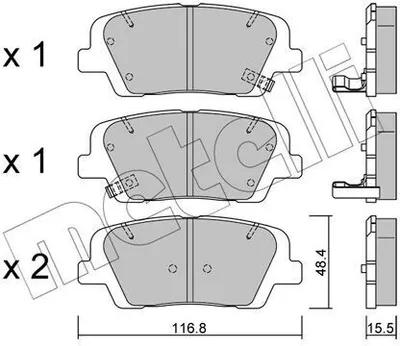 Produktbild von METELLI Bremsbeläge Satz Hinten Bremsklötze für HYUNDAI SANTA FÉ II (CM) 22-0901-0