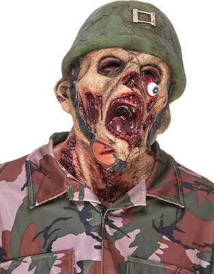 Produktbild von Halloween Zerfleischter Zombie Latex Maske für Erwachsene bunt - Einheitsgröße