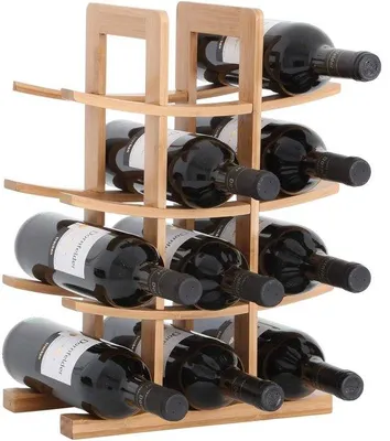 Produktbild von Famanu Weinregal aus Bambusholz für 12 Weinflaschen - 30 x 16 x 42 cm