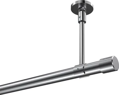 Produktbild von Interdeco Gardinenstange / Vorhangstange Chrom, Typ Sonette Santo (Kappe) ohne Ringe, Deckenmontage, 20 mm Ø 1-läufig, 240 cm