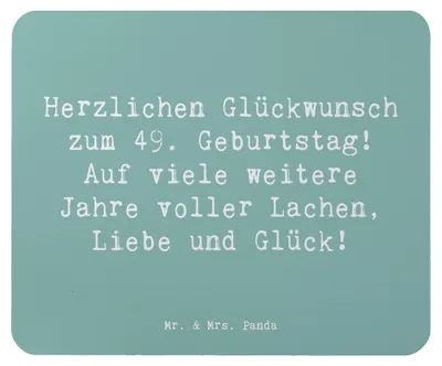 Produktbild von Mr. & Mrs. Panda Mauspad Spruch 49. Geburtstag Glückwünsche - Meeresbrise - Geschenk, Mouse Pad, Geburtstagsgeschenk, computermatte, Mousepad, Happy Birthday, mausteppich