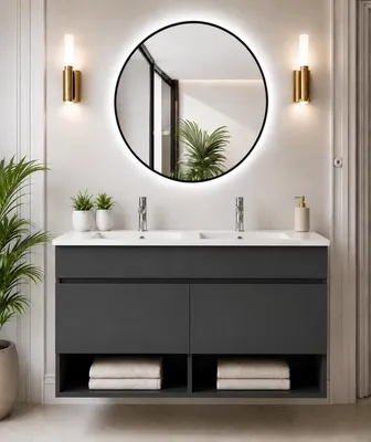 ORIGEN BATH NEBARI Hänge-Badmöbel mit Waschbecken 120x45 cm, Graphit