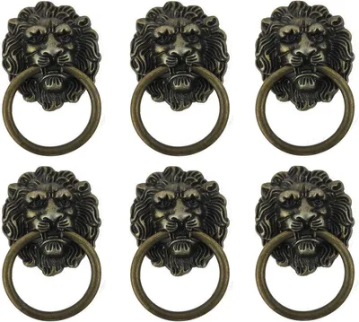 6 Stück Antike Löwenhandgriffe für Möbel, Hochwertige Kohlenstoff-Zink-Legierung, Retro-Design, Geeignet für Schublade und