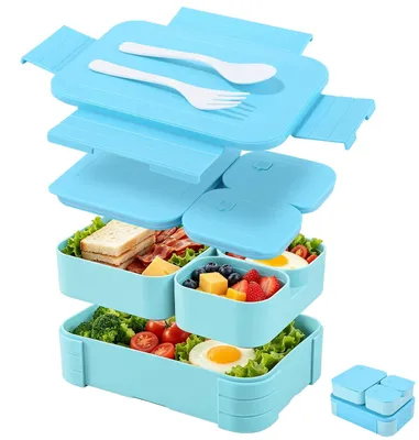 Bento Box für Kinder, 1100 ml, 3-in-1 Lunchbox mit Fächern, auslaufsicher