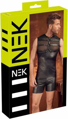 Image de NEK - T-shirt homme avec bas mat et haut en maille noir L