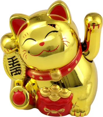 Produktbild von Glückskatze Mini Maneki-neko Talisman gold Solar 5cm Winkekatze Lucky cat