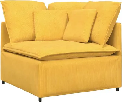 Zdjęcie produktu dla Modułowy Narożnik Sofa z Poduszkami Jasnożółty 100 cm