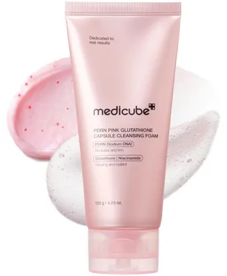 Zdjęcie produktu dla Medicube PDRN Pink Glutathione Capsule Cleansing Foam – oczyszczająca pianka do twarzy z PDRN, glutationem, niacynamidem i kwasem hialuronowym, nawilża i rozświetla, 120 g