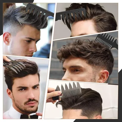 Produktbild von Haarborstelset für Herren - 7 Stück, runde und gebogene Bürste mit Texturkammern für Styling und Föhnen