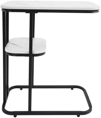 Productafbeelding van Bijzettafel C-Vormig - Wit - 50x30x58 cm - MDF En Metaal - Modern - Salontafel