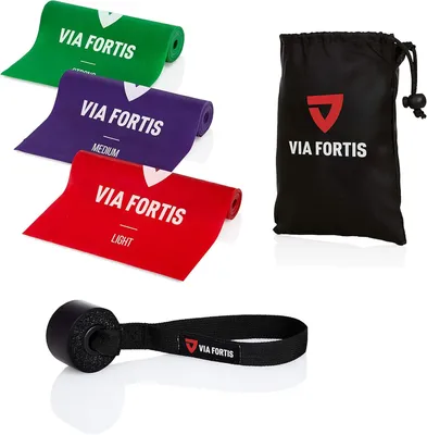 Image de VIA FORTIS® Bandes de Fitness Set 3 résistances avec ancre de porte & sac – Extra longues, solides & polyvalentes pour yoga, musculation & rééducation