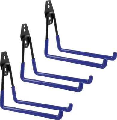 Produktbild von Set 3 Stck. Wandhaken von BOTLE, Werkzeughaken, für Elektrowerkzeuge, Geradeförmig 19cm, stabil mit PVC-Ummantelung, für Garage, Schuppen, Haken für Leitern und Schaufeln, Doppelhaken, Tragkraft bis 25 kg