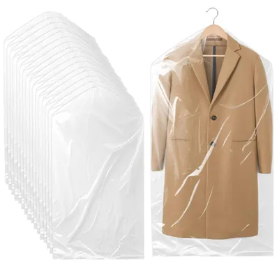 Image de 60 housses à vêtements transparentes, 60 × 140 cm, housses à vêtements en plastique, housses de protection pour vêtements, housses à vêtements lavables, protection anti-poussière pour vêtements, pour costumes et manteaux