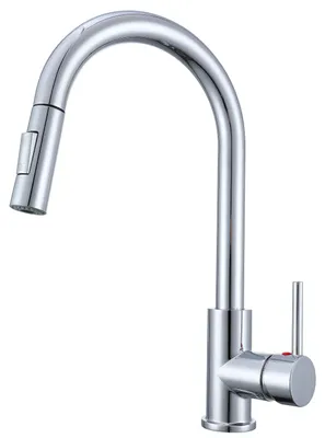 Produktbild von AICA Küchenarmatur Ausziehbarer Sprayer Messingkern 2 Strahlarten Mischbatterie Wasserhahn Küche Chrom