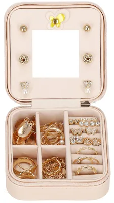 Image de Boîte à bijoux Boîte à bijoux 10 x 10 x 5 cm Boîte à bijoux avec fermeture éclair Décoration pour bijoux