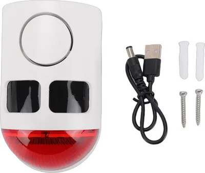 Obrázek produktu pro Solární detektor pohybu Alarm 4 pracovní režimy 129 dB hlasitá siréna IP55 vodotěsné stroboskopické světlo dobíjecí detektor pohybu pro venkovní dvůr farma zahrada