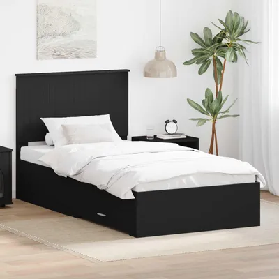 Obrázek produktu pro Maison Exclusive – rám postele černý a stříbrný 90 x 200 cm dřevěný materiál